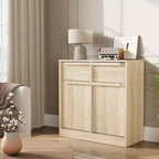 Grand meuble de rangement avec panneaux imitation bois, Rangement multifonctionnel pour la cuisine, la salle à manger et le salon