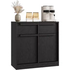 Grand meuble de rangement avec panneaux imitation bois, Rangement multifonctionnel pour la cuisine, la salle à manger et le salon