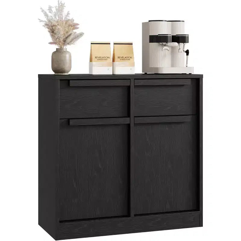 Grand meuble de rangement avec panneaux imitation bois, Rangement multifonctionnel pour la cuisine, la salle à manger et le salon