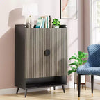 Meuble à chaussures Lantine avec portes, étagère à chaussures à 7 niveaux avec étagères réglables, organisateur de rangement à chaussures en bois pour entrée, placard, salon, gris