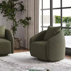 Chaise d'appoint pivotante TUYOHW, fauteuil club rotatif avec coussin de dossier, cadre en bois massif, chaise rembourrée en tissu teddy pour salon, chambre, bureau