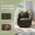 Chaise d'appoint pivotante TUYOHW, fauteuil club rotatif avec coussin de dossier, cadre en bois massif, chaise rembourrée en tissu teddy pour salon, chambre, bureau