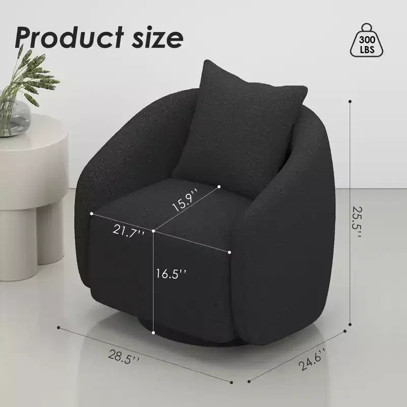 Chaise d'appoint pivotante TUYOHW, fauteuil club rotatif avec coussin de dossier, cadre en bois massif, chaise rembourrée en tissu teddy pour salon, chambre, bureau