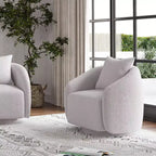 Chaise d'appoint pivotante TUYOHW, fauteuil club rotatif avec coussin de dossier, cadre en bois massif, chaise rembourrée en tissu teddy pour salon, chambre, bureau