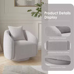 Chaise d'appoint pivotante TUYOHW, fauteuil club rotatif avec coussin de dossier, cadre en bois massif, chaise rembourrée en tissu teddy pour salon, chambre, bureau