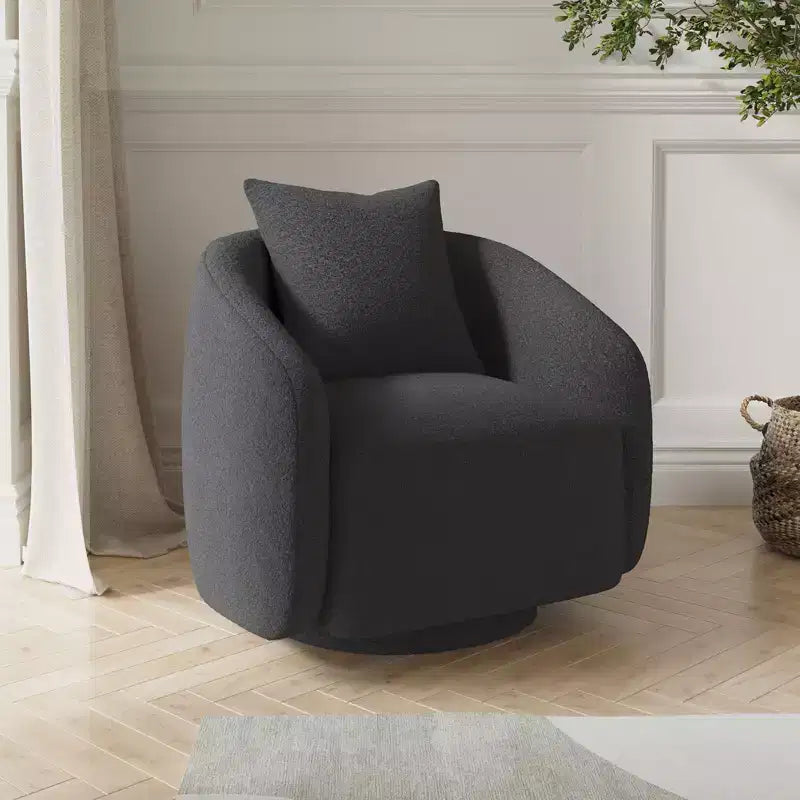Chaise d'appoint pivotante TUYOHW, fauteuil club rotatif avec coussin de dossier, cadre en bois massif, chaise rembourrée en tissu teddy pour salon, chambre, bureau