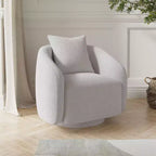 TUYOHW Swivel Accent Chair,Rotating Barrel Armchair with Back Pillow,Solid Wood Frame,Teddy Upholstered Chair for Living Room,Bedroom,Office