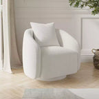 Chaise d'appoint pivotante TUYOHW, fauteuil club rotatif avec coussin de dossier, cadre en bois massif, chaise rembourrée en tissu teddy pour salon, chambre, bureau