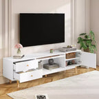Meuble TV JVNOXK de 70 pouces pour téléviseurs de 80 pouces et moins, console TV minimaliste avec tiroirs, meuble multimédia pour salon et chambre à coucher