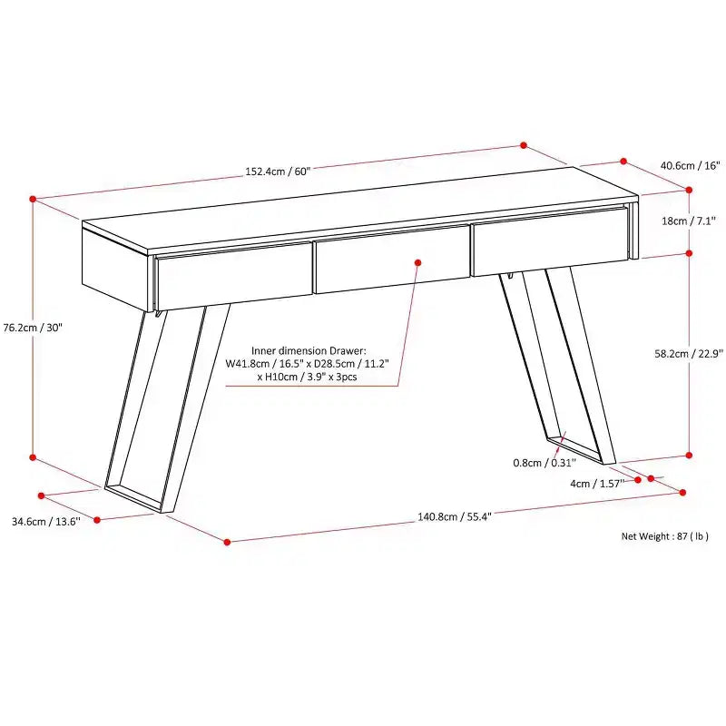 Console et table de canapé Lowry en noyer
