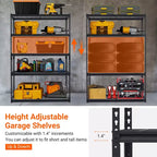 Étagère de rangement à 5 niveaux pour garage, étagère de rangement industrielle en métal, réglable, capacité de 1134 kg, fil d'acier, utilisation pour garage, sous-sol, entrepôt