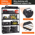 Étagère de rangement à 5 niveaux pour garage, étagère de rangement industrielle en métal, réglable, capacité de 1134 kg, fil d'acier, utilisation pour garage, sous-sol, entrepôt