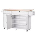 VIYET 35.5H Kitchen Island Cart Rolling Storage Cabinet Table with Drawer Drop Leaf,white