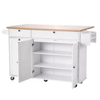 VIYET 35.5H Kitchen Island Cart Rolling Storage Cabinet Table with Drawer Drop Leaf,white
