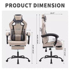 TUYOHW Chaise de Bureau Gaming Pivotante avec Roulettes, Dossier Inclinable, Hauteur d'Assise et Repose-Pieds Réglables, Chaise de Jeu Ergonomique, 136 kg Max