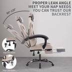TUYOHW Chaise de Bureau Gaming Pivotante avec Roulettes, Dossier Inclinable, Hauteur d'Assise et Repose-Pieds Réglables, Chaise de Jeu Ergonomique, 136 kg Max