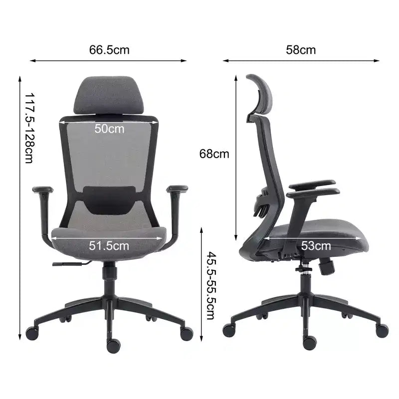 Chaise de bureau ergonomique TUYOHW avec dossier haut en maille, inclinable à 120° et pivotante à 360°, chaise d'ordinateur à base en nylon avec roulettes, hauteur réglable