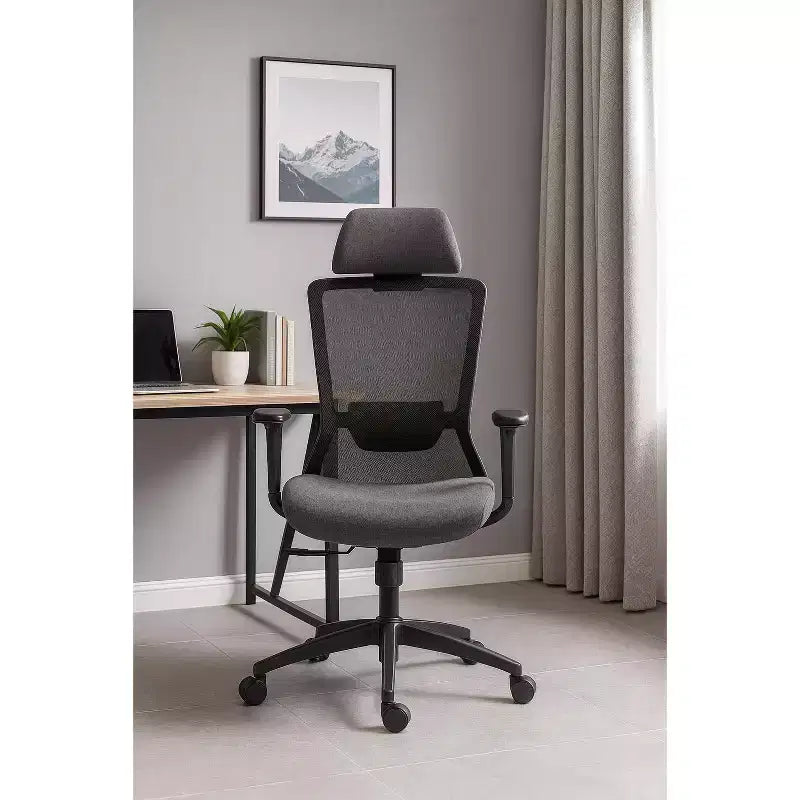 Chaise de bureau ergonomique TUYOHW avec dossier haut en maille, inclinable à 120° et pivotante à 360°, chaise d'ordinateur à base en nylon avec roulettes, hauteur réglable