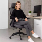 Chaise de bureau ergonomique TUYOHW avec dossier haut en maille, inclinable à 120° et pivotante à 360°, chaise d'ordinateur à base en nylon avec roulettes, hauteur réglable