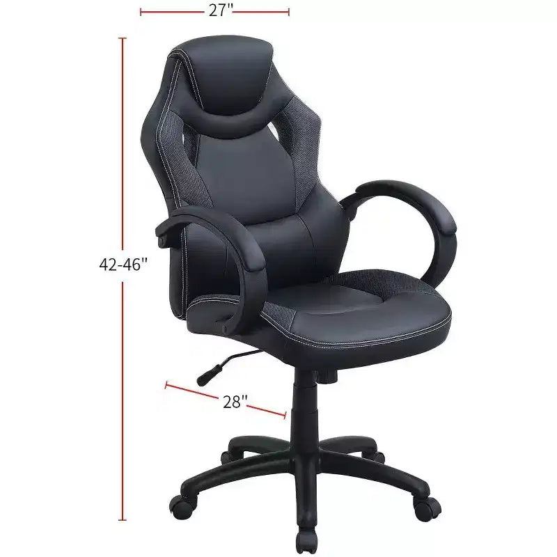 Chaise de jeu pivotante TUYOHW avec hauteur réglable et roulettes, chaise de bureau ergonomique pour jeux vidéo pour le bureau et la maison, chaise de loisirs rembourrée