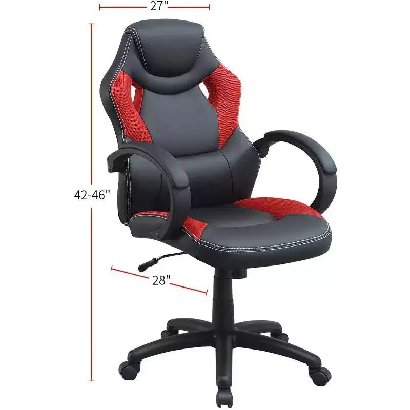Chaise de jeu pivotante TUYOHW avec hauteur réglable et roulettes, chaise de bureau ergonomique pour jeux vidéo pour le bureau et la maison, chaise de loisirs rembourrée