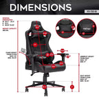 Chaise de jeu ergonomique réglable TUYOHW, chaises de bureau pivotantes à 360° avec oreiller de tête et lombaire, chaise inclinable 90-150° pour bureau et maison, 136 kg max, noir