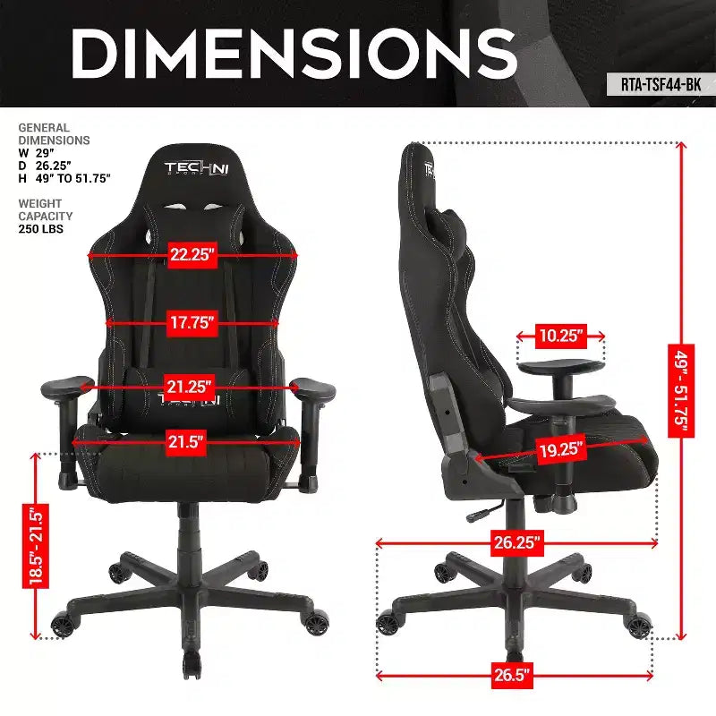 Chaise de jeu ergonomique réglable TUYOHW, pivotante à 360°, avec oreillers pour la tête et les lombaires, fauteuil inclinable à 90-150° pour le bureau et la maison, charge maximale de 113 kg, noire
