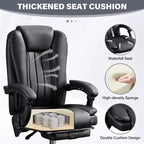 TUYOHW Chaise de massage Chaise de patron pour bureau, Chaise de bureau ergonomique pivotante à 360° avec repose-pieds, Chaise d'ordinateur inclinable avec hauteur réglable, Noir