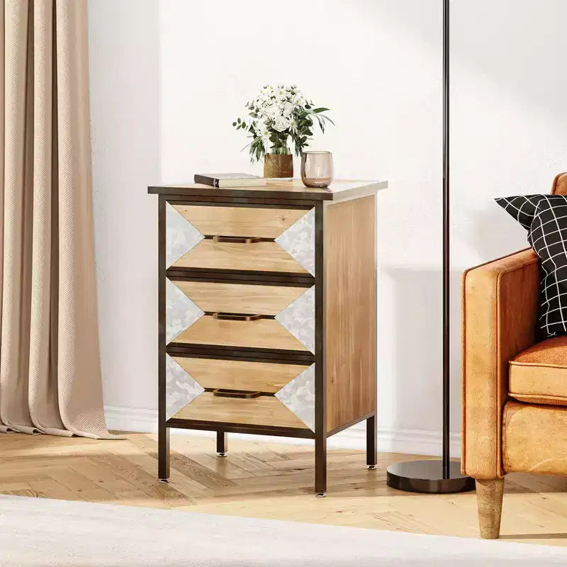 Meuble de rangement moderne en bois à 3 tiroirs, Console autonome, Organisateur polyvalent pour Entrée, Chambre, Couloir et plus