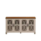 Buffet vaisselier, Vitrine 4 portes en verre trempé, 3 étagères réglables en hauteur, Meuble d'exposition sur pied pour la maison