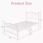 Cadre de lit Twin XL en métal en forme de cœur, plateforme rose avec tête et pied de lit, lattes robustes, rangement sous le lit, sommier tapissier non requis