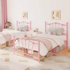 Cadre de lit Twin XL en métal en forme de cœur, plateforme rose avec tête et pied de lit, lattes robustes, rangement sous le lit, sommier tapissier non requis