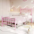 Twin XL Heart Shaped Metal Bed Frame  Pink Platform Bed with Headboard & Footboard, Sturdy Slats, Underbed Storage, No Box Spring Needed