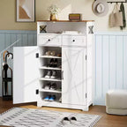 Meuble à chaussures 2 tiroirs avec portes, étagères réglables, rangement polyvalent pour entrée, penderie, salon, couloir