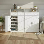 Meuble à chaussures 2 tiroirs avec portes, étagères réglables, rangement polyvalent pour entrée, penderie, salon, couloir