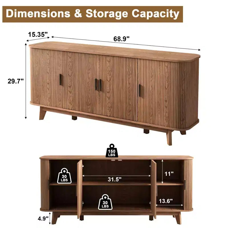 Meuble de buffet Dyonery avec armoire de rangement, armoire à couverts avec étagères réglables, convient aux salons