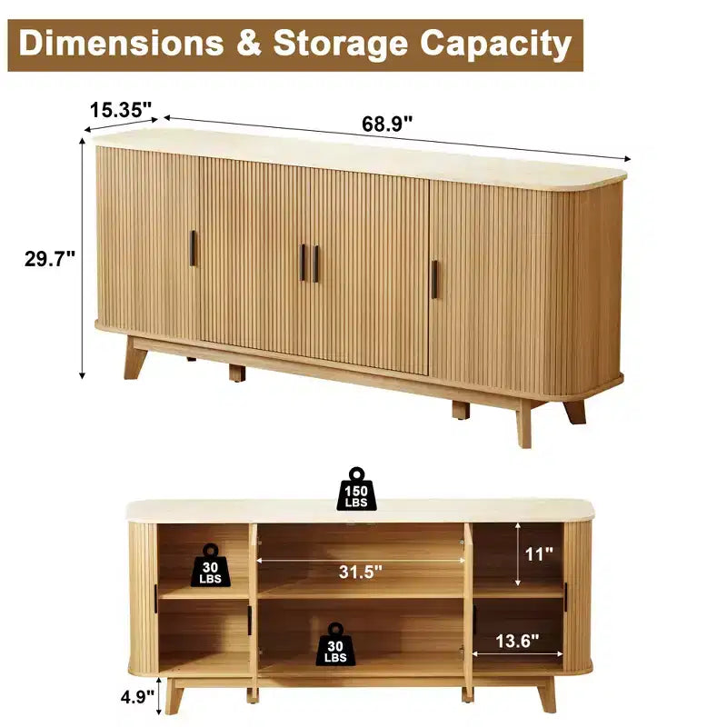 Meuble de buffet Dyonery avec armoire de rangement, armoire à couverts avec étagères réglables, convient aux salons