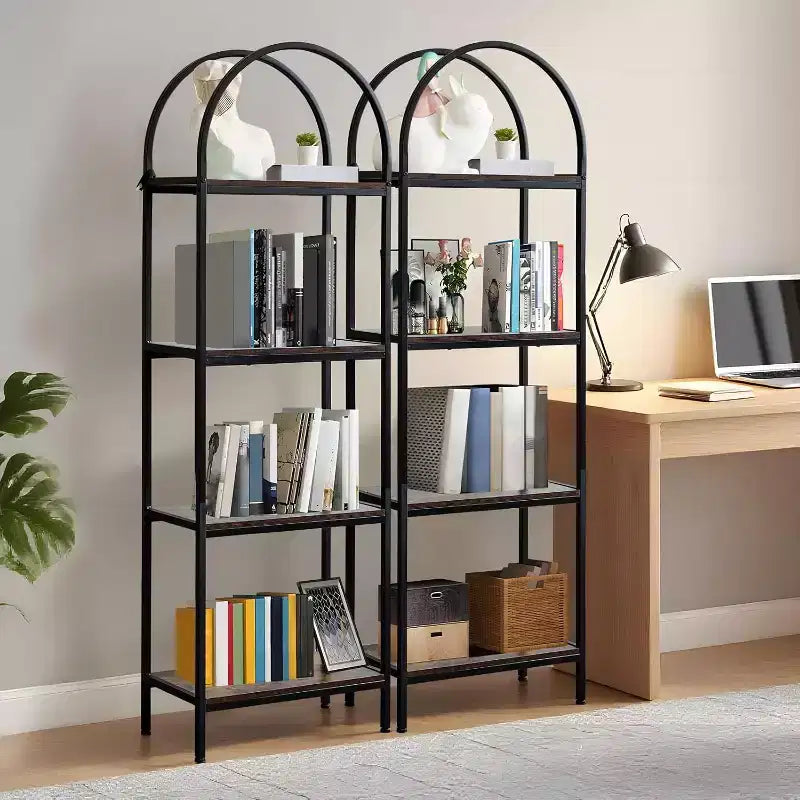 Étagère arquée à 4/5 niveaux – Unité de rangement industrielle à étagères ouvertes avec cadre métallique robuste, présentoir autonome pour la décoration du salon ou de la chambre.