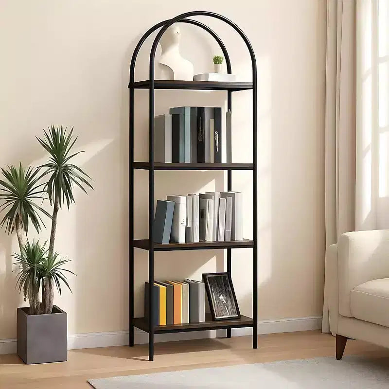 Étagère arquée à 4/5 niveaux – Unité de rangement industrielle à étagères ouvertes avec cadre métallique robuste, présentoir autonome pour la décoration du salon ou de la chambre.