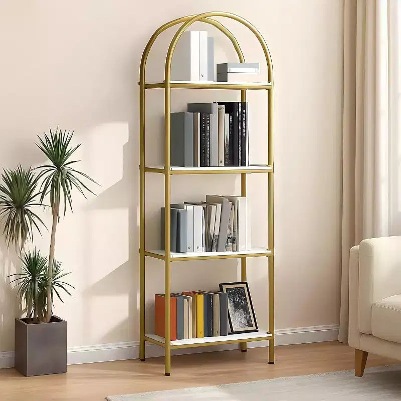 Étagère arquée à 4/5 niveaux – Unité de rangement industrielle à étagères ouvertes avec cadre métallique robuste, présentoir autonome pour la décoration du salon ou de la chambre.