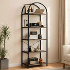 Étagère arquée à 4/5 niveaux – Unité de rangement industrielle à étagères ouvertes avec cadre métallique robuste, présentoir autonome pour la décoration du salon ou de la chambre.