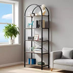 Étagère arquée à 4/5 niveaux – Unité de rangement industrielle à étagères ouvertes avec cadre métallique robuste, présentoir autonome pour la décoration du salon ou de la chambre.