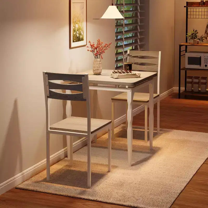 Ensemble de table à manger COZONY pour 2 – Ensemble de 3 pièces table et chaises avec pieds en métal spiralés, design peu encombrant pour petites cuisines et appartements