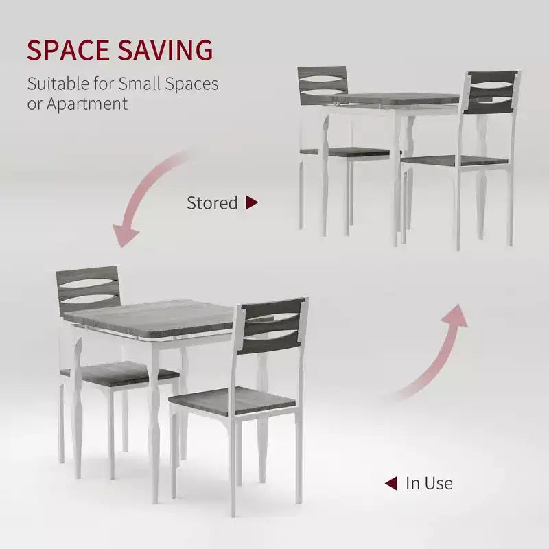 Ensemble de table à manger COZONY pour 2 – Ensemble de 3 pièces table et chaises avec pieds en métal spiralés, design peu encombrant pour petites cuisines et appartements