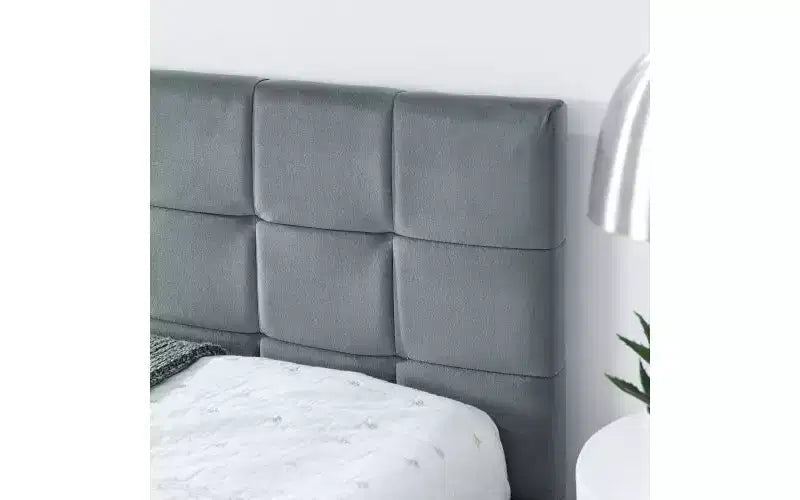 Lit de repos complet en velours de style Mid-Century TUYOHW, cadre de canapé-lit rembourré avec structure de lit plateforme en bois d'eucalyptus, lit capitonné avec têtes de lit