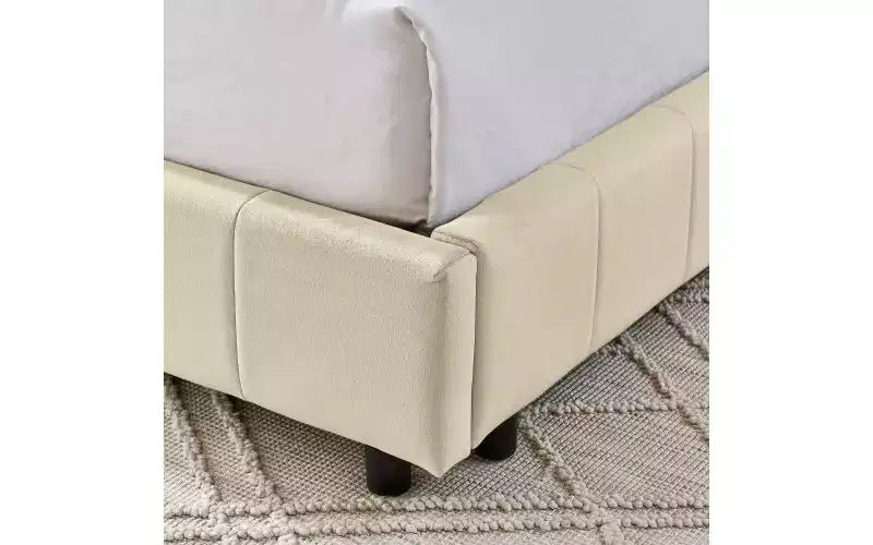 Lit de repos complet en velours de style Mid-Century TUYOHW, cadre de canapé-lit rembourré avec structure de lit plateforme en bois d'eucalyptus, lit capitonné avec têtes de lit