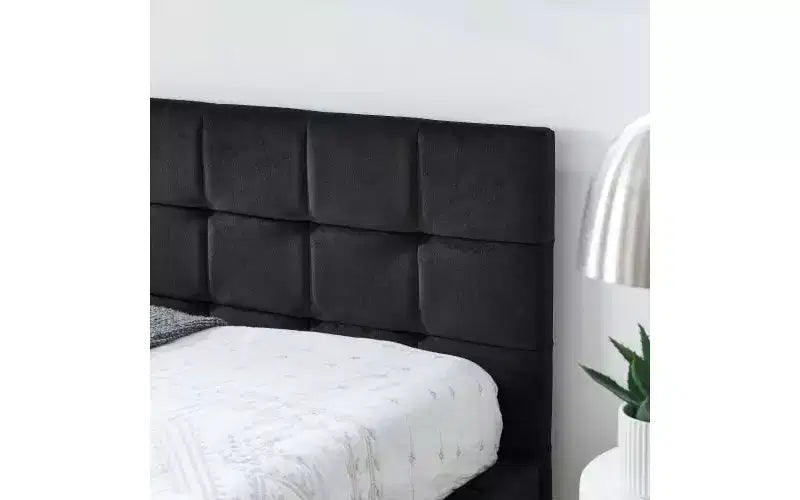 Lit de repos complet en velours de style Mid-Century TUYOHW, cadre de canapé-lit rembourré avec structure de lit plateforme en bois d'eucalyptus, lit capitonné avec têtes de lit