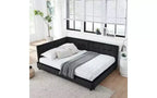 TUYOHW Mid-Century Velvet Full Daybed, Upholstered Sofa Bed Frame with Eucalyptus Wood Platform Bed Structure, Tufted Bed with Headboards