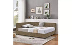 Lit de repos complet en velours de style Mid-Century TUYOHW, cadre de canapé-lit rembourré avec structure de lit plateforme en bois d'eucalyptus, lit capitonné avec têtes de lit