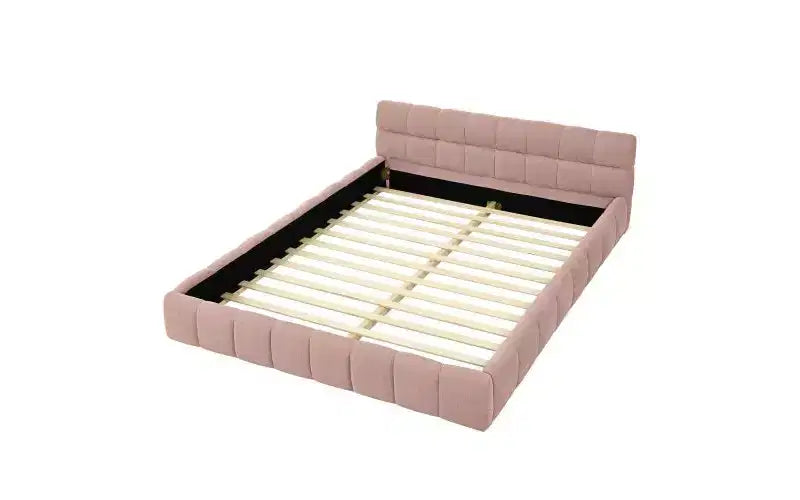 TUYOHW Cadre de lit plateforme rembourré, lit en tissu chenille avec tête de lit, cadre de lit queen size moderne avec cadre solide pour chambre à coucher